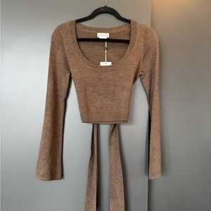 Lovers + Friends Tan Bell Sleeve Bodysuit